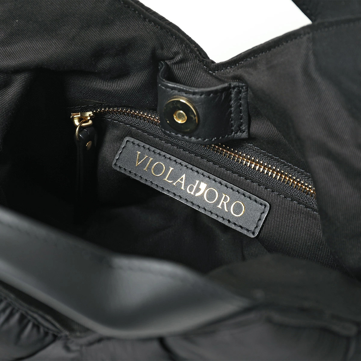 VIOLAd’ORO ELMO Women’s Handbag Nylon Mesh Leather Black or Khaki or Dark Brown