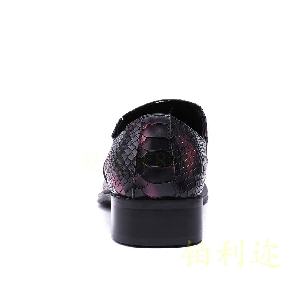 Men’s Steel Pointed Toe Shoes Loafers Snakeskin Pattern Performance Stage Show