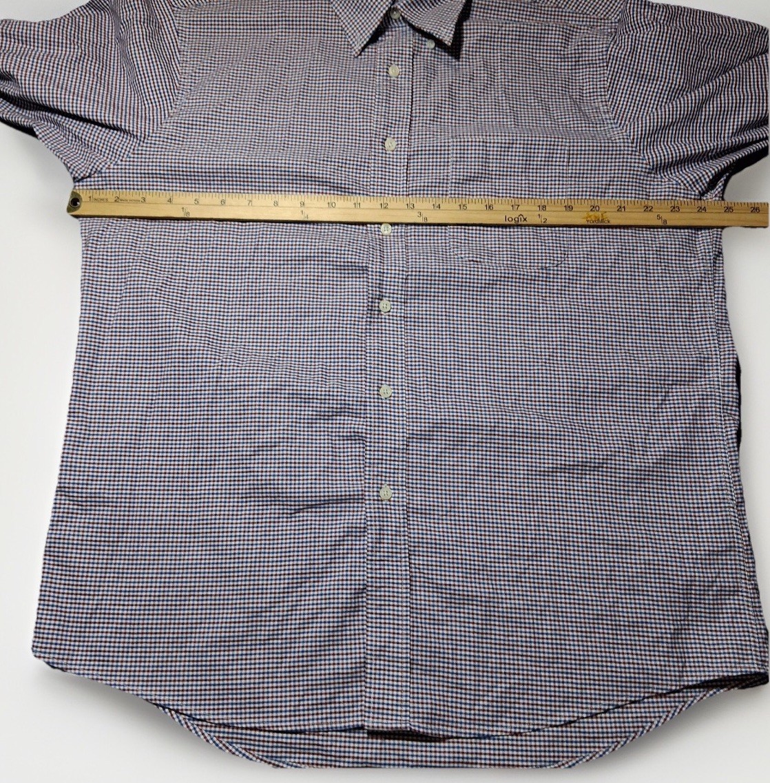 Chaps Mens Classic Fit Oxford Shirt Gingham Red White Blue 16-16.5 32/33