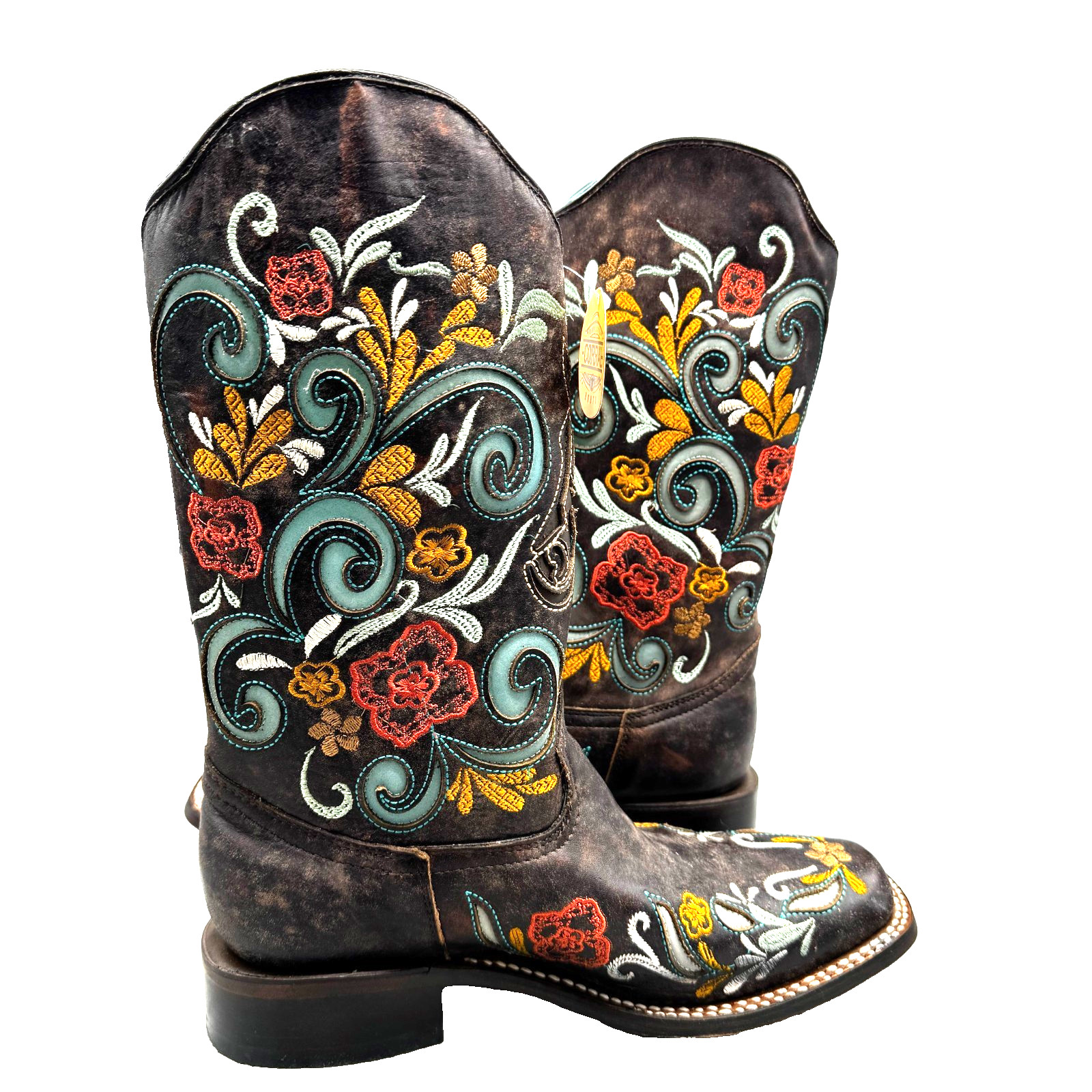 NEW Corral Women’s Floral Horse Inlay Tall Western Boot Square Toe 8 1/2 M -4267