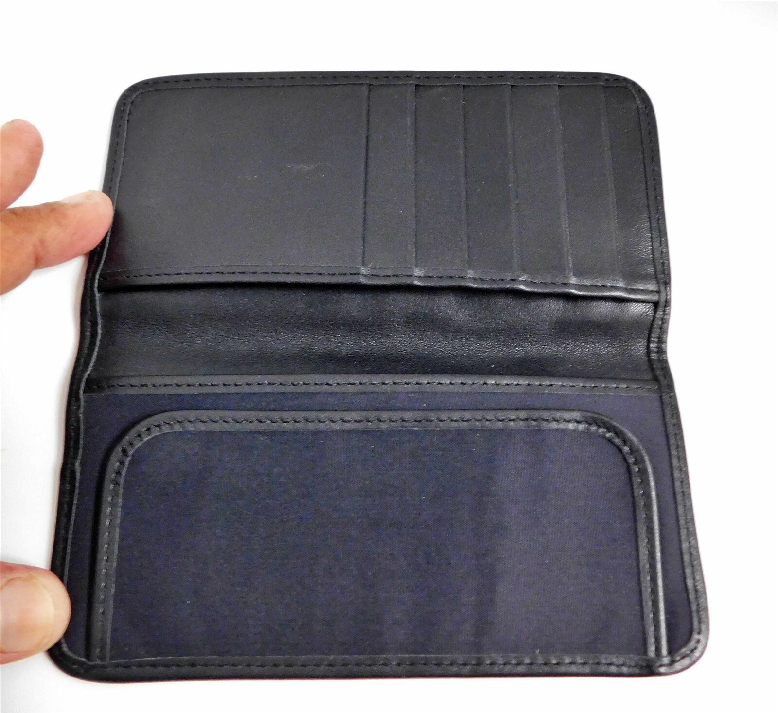 Moschino Redwall Italy Vintage Black Nylon Leather Checkbook Clutch Wallet