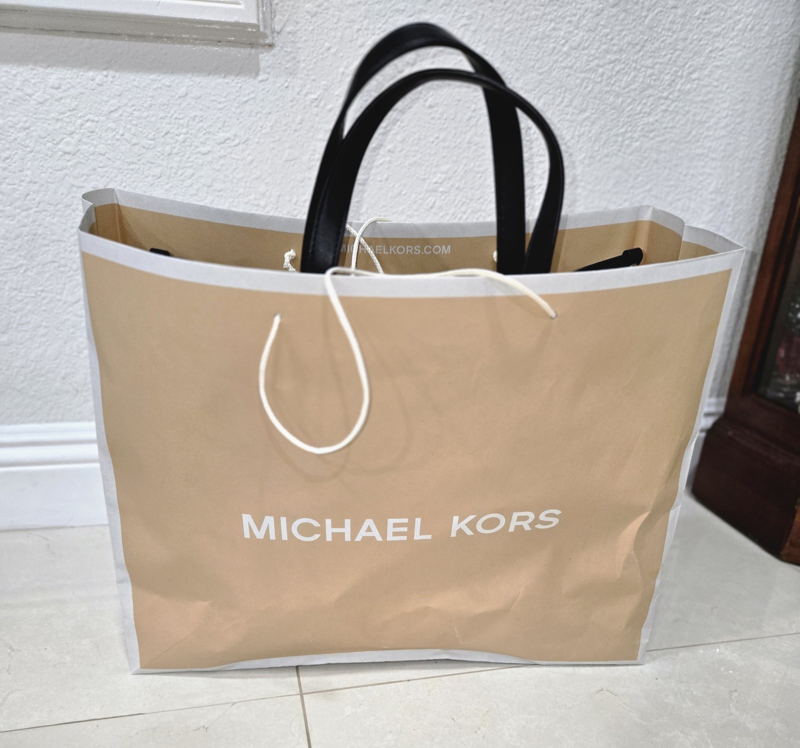 Michael Kors MK Monogram Tote Brown/Black Gold Hardware MK Charm Snap Pockets