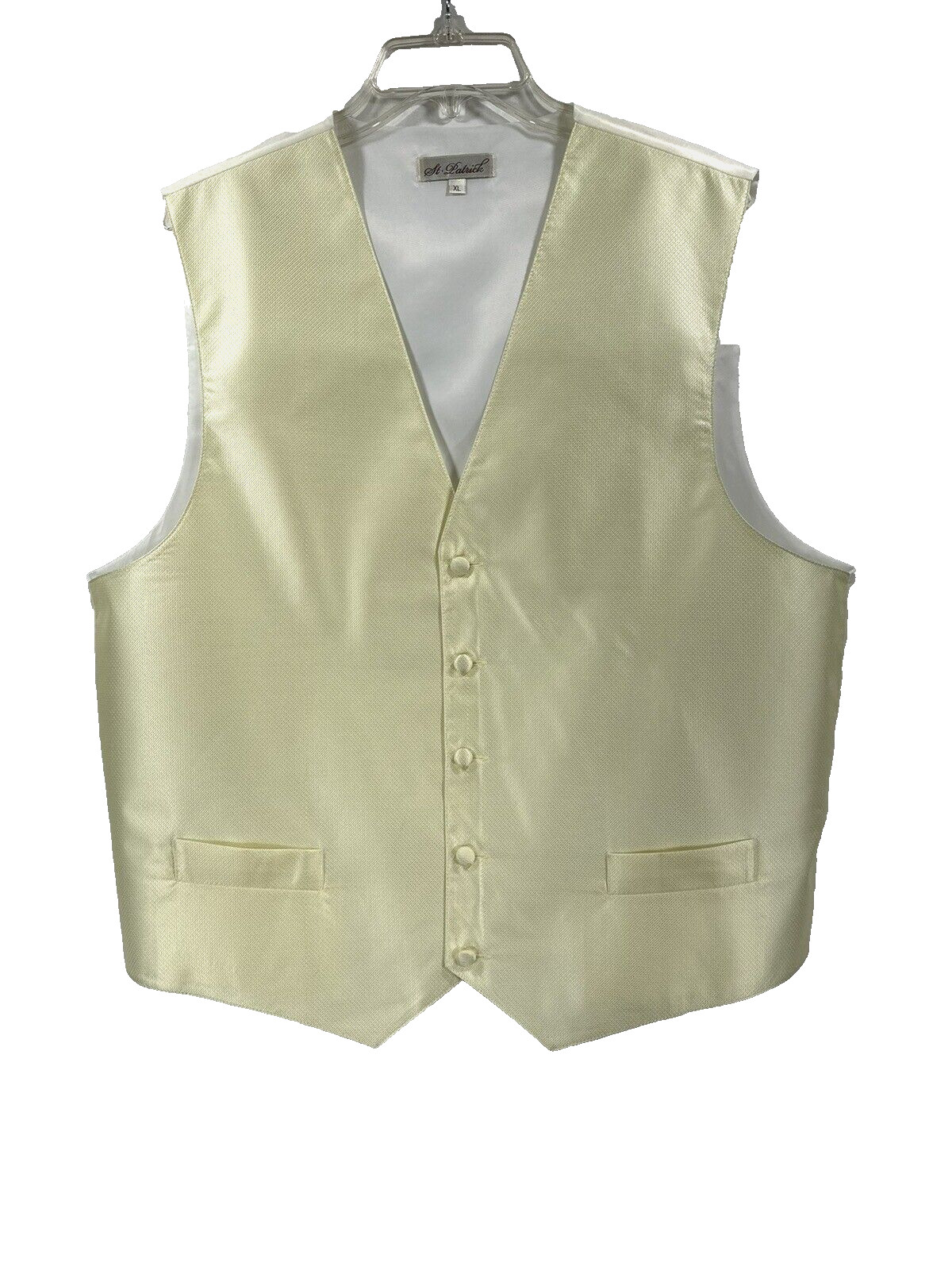 St. Patrick Men’s Yellow Vest 5 Buttons 2 Front Pockets Polyester Sizes XS – XL
