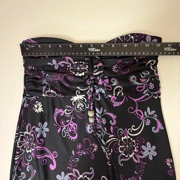 Y2K Hypnotized Black Purple Floral Halter Maxi Dress Size S