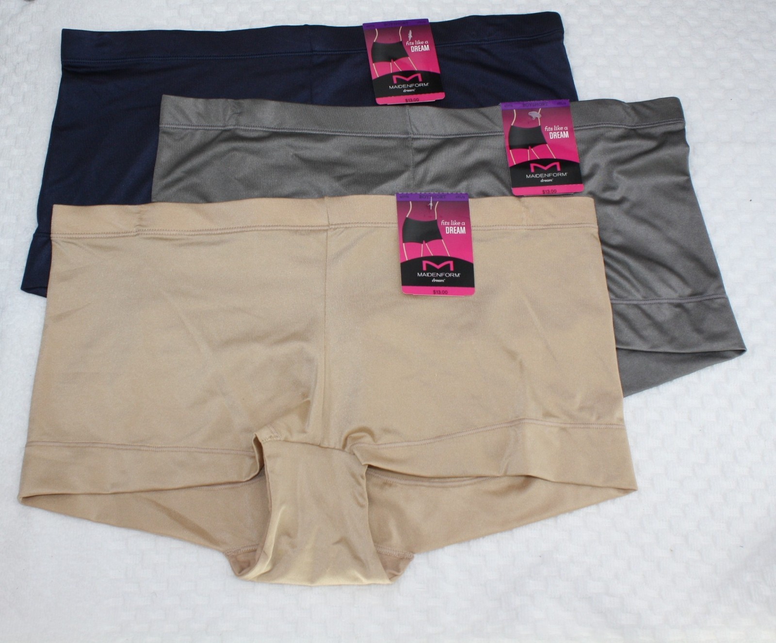NWT set of 3 MAIDENFORM BOYSHORTS NAVY GRAY BEIGE 2XL/9