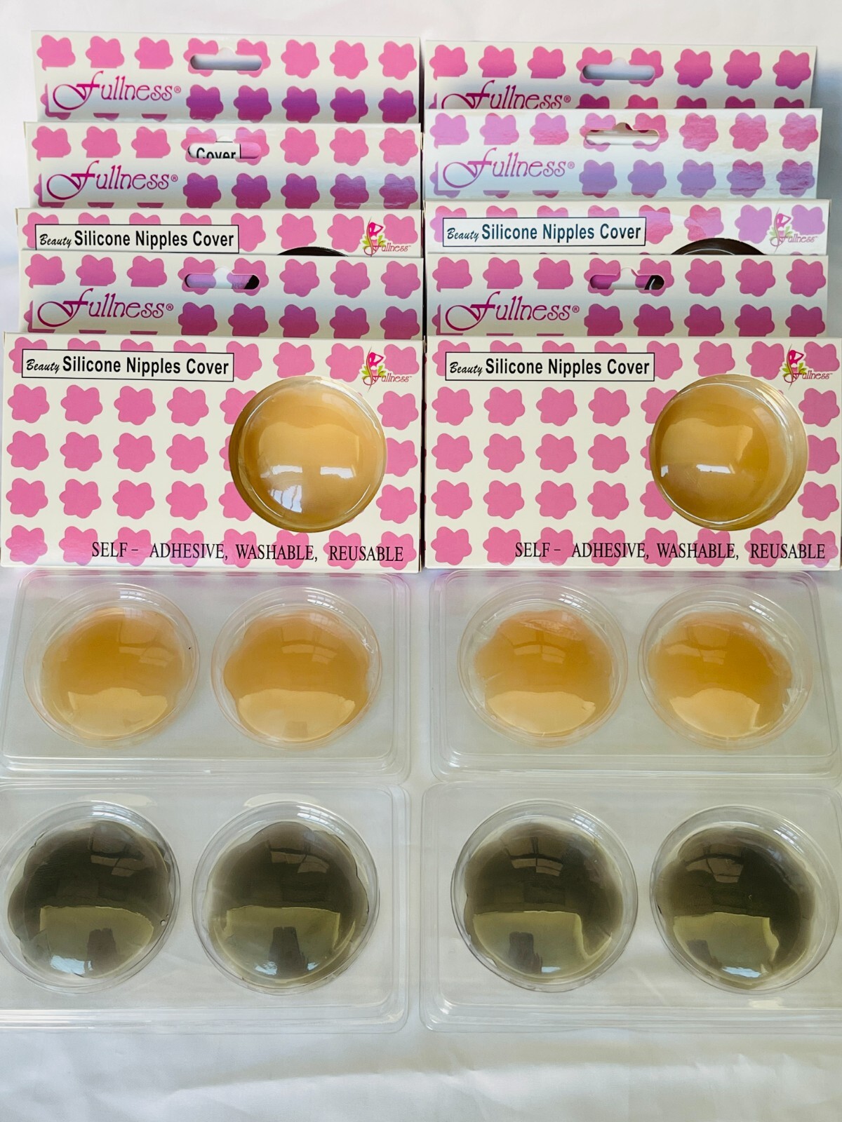 2 Pairs Fullness Soft Silicone Reusable Self Adhesive Breast Petal Nipple Covers