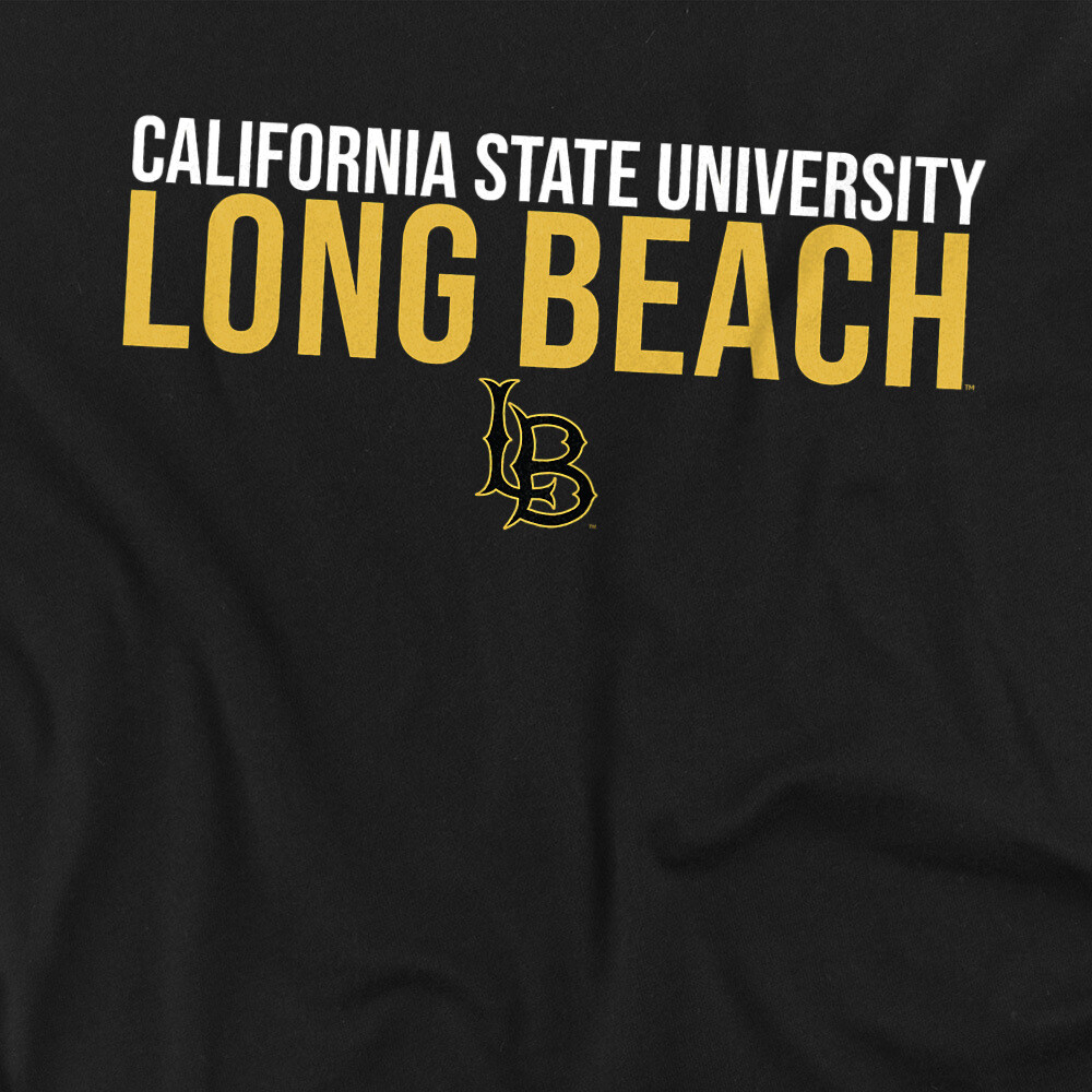 California State University Long Beach Adult T-Shirt Stacked, Black, S-5XL