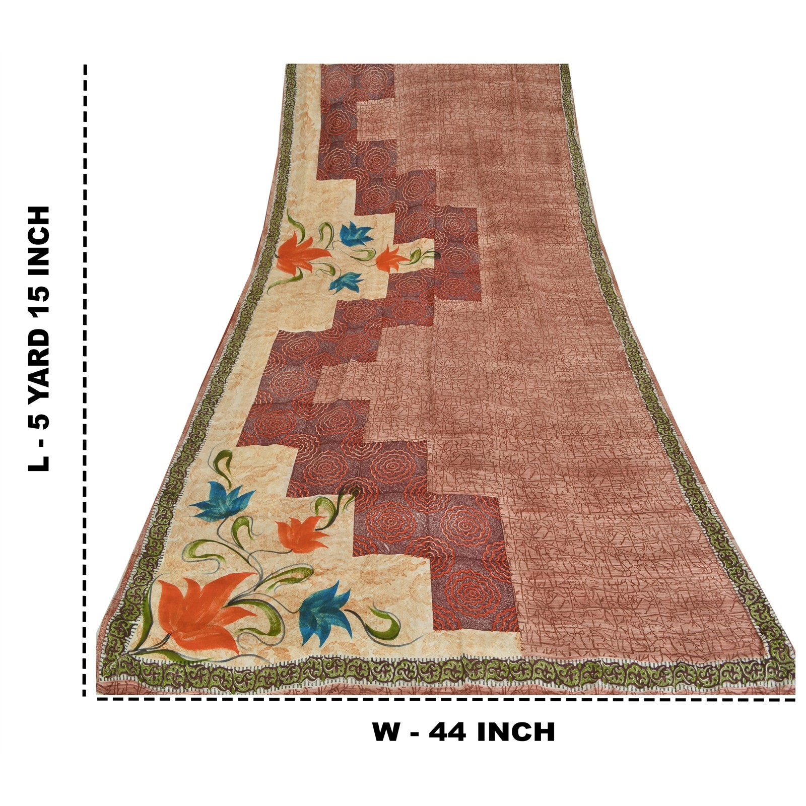 Sanskriti Vintage Saree Multicolor Pure Crepe Abstract Printed Sari 5+Yd Fabric