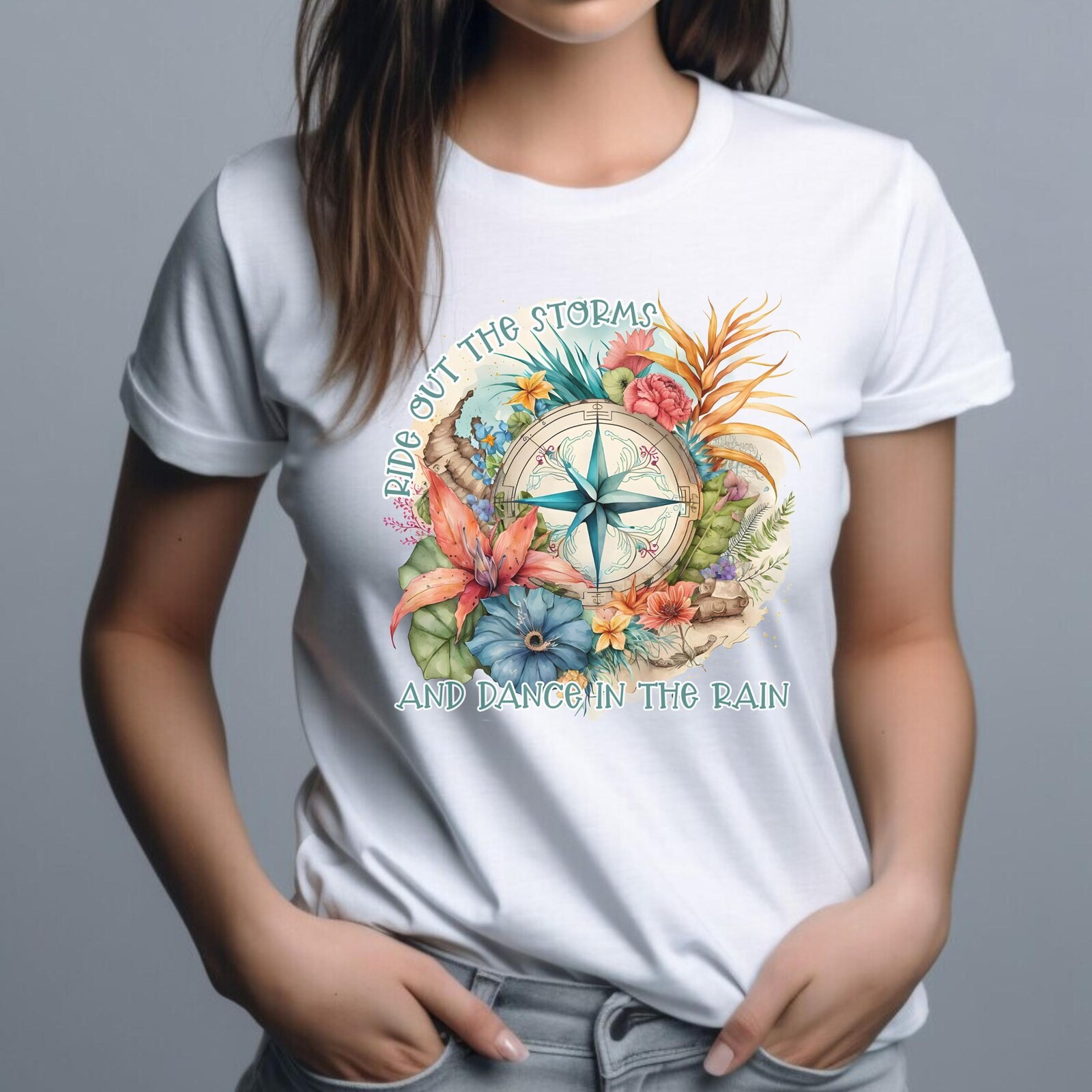 #2Floral Compass Inspirational Tee – Motivational T-Shirt, Positive Vibes Shirt