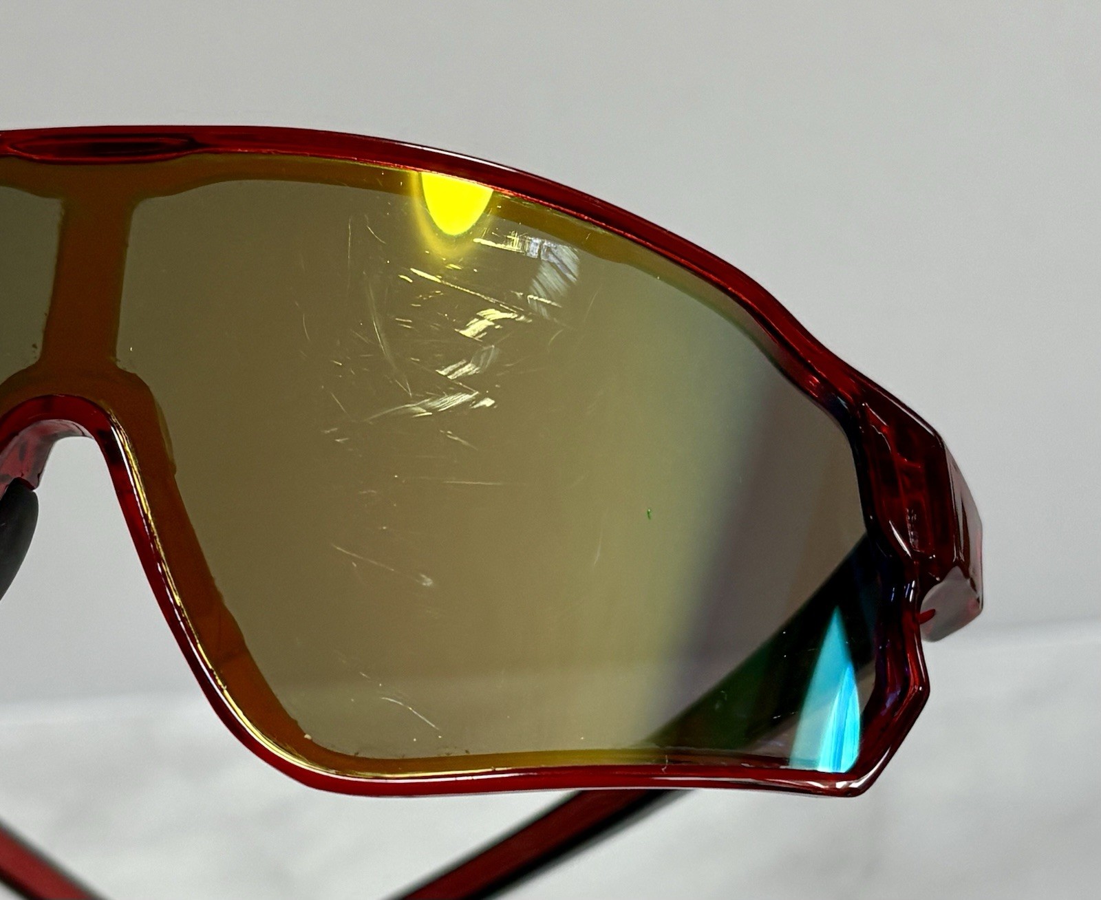 XLoop 8X3631 Black/Red Wrap Sunglasses Plastic Frames Mirror Lenses For Men READ