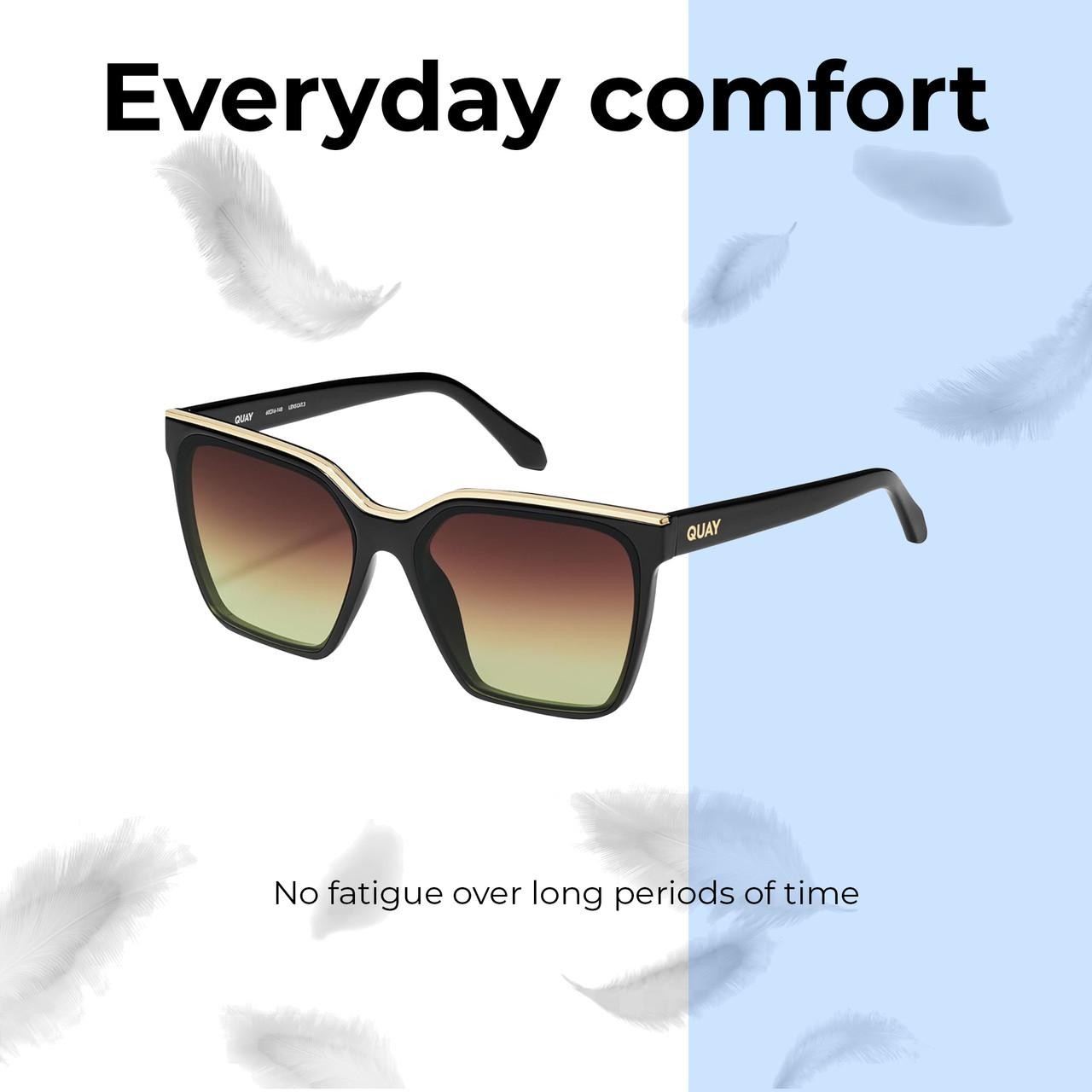QUAY Level Up Womens Square Polarized Sunglasses Matte Black 60mm 4 LENS OPTIONS
