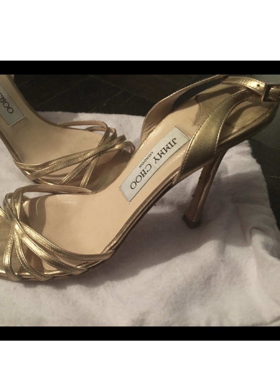 Jimmy Choo Strapped Gold Sandals Size 38 US 8