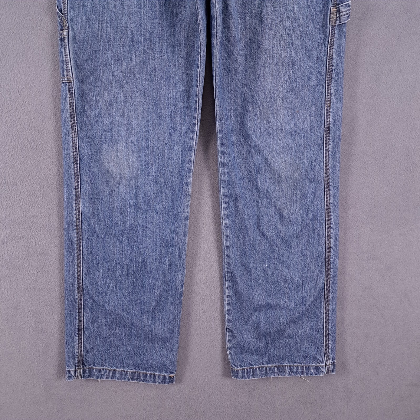 Signature Levis Jeans Mens 34 X 34 Blue Denim Carpenter Hammer Loop Workwear