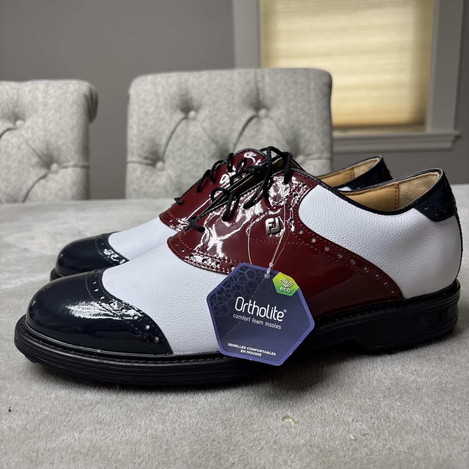 FootJoy DryJoys Premiere Series Golf Shoes Mens 10.5 Red White Blue Wilcox