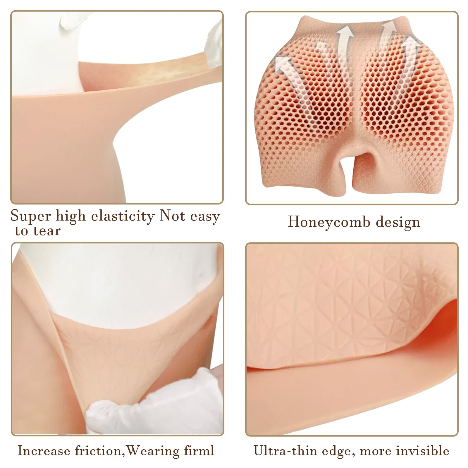Crossdresser Realistic Silicone Panty Plump Hip Open-Crotch Pants Butt Shapewear