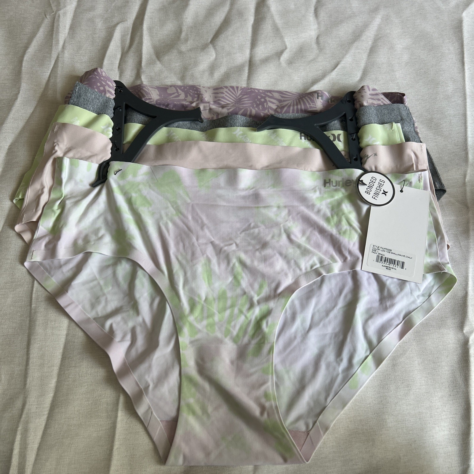New HURLEY 5 Panties Women Size L Bonded Finishes Panties