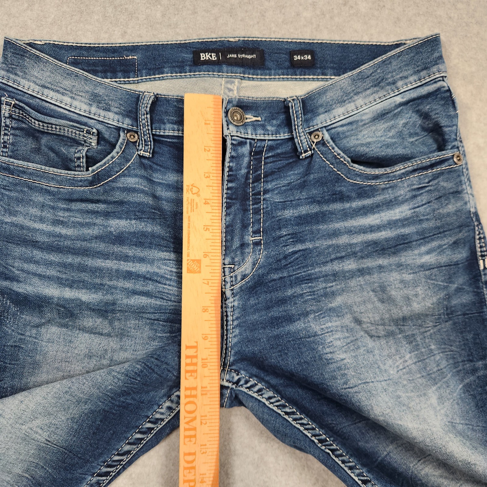 BKE Jake Jeans Mens 34×32 Blue Straight Leg Stretch Denim Medium Wash Casual