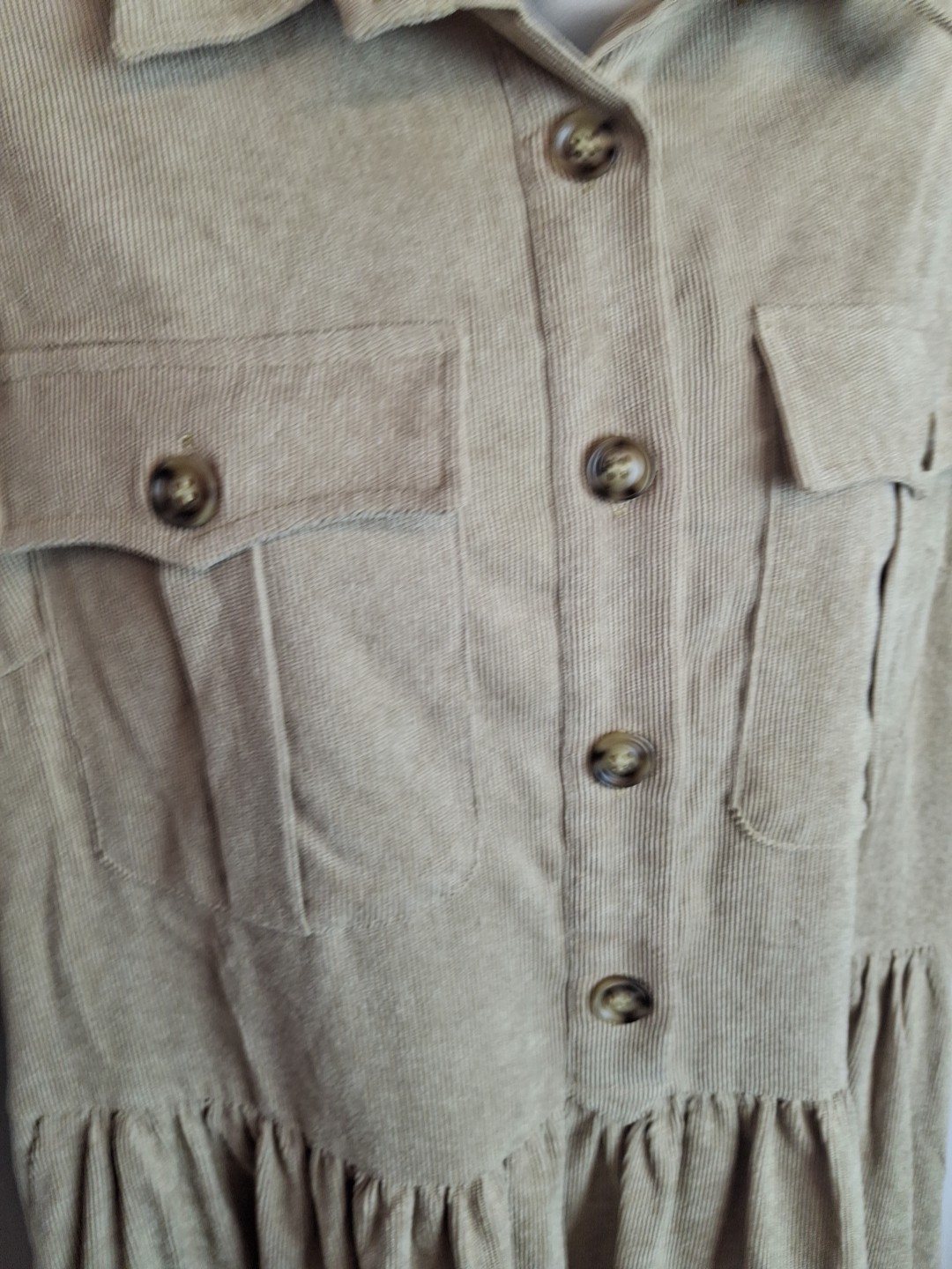 Tiered Shirt Dress Jolie Moi Military Ecru uk14 Short Sleeves Pocket Casual
