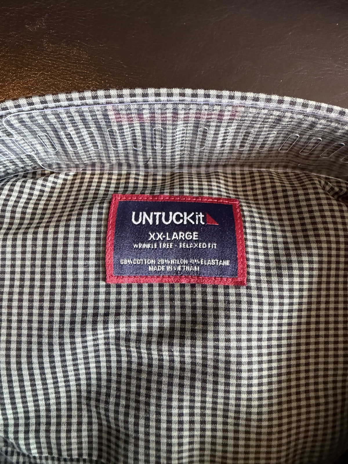 UNTUCKit CottonTek Dark Green Check Button-Up Shirt XXL Long Sleeve Relaxed