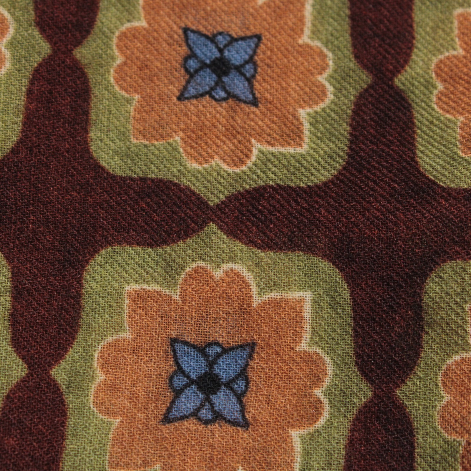 Roda NWT 100% Wool Pocket Square Brown / Green / Orange / Blue Geometric Print