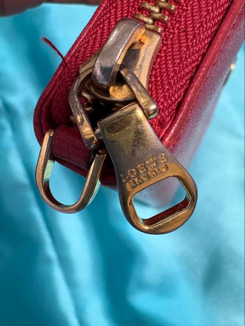 LOEWE Anagram Round Zipper Red with scratches and stains