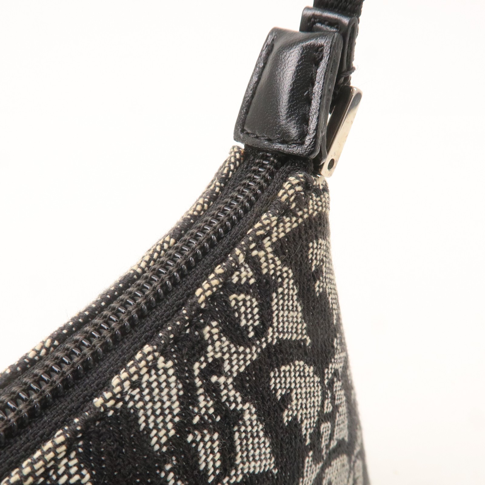 Christian Dior Trotter Shoulder Bag Black Canvas Leather Auth Used
