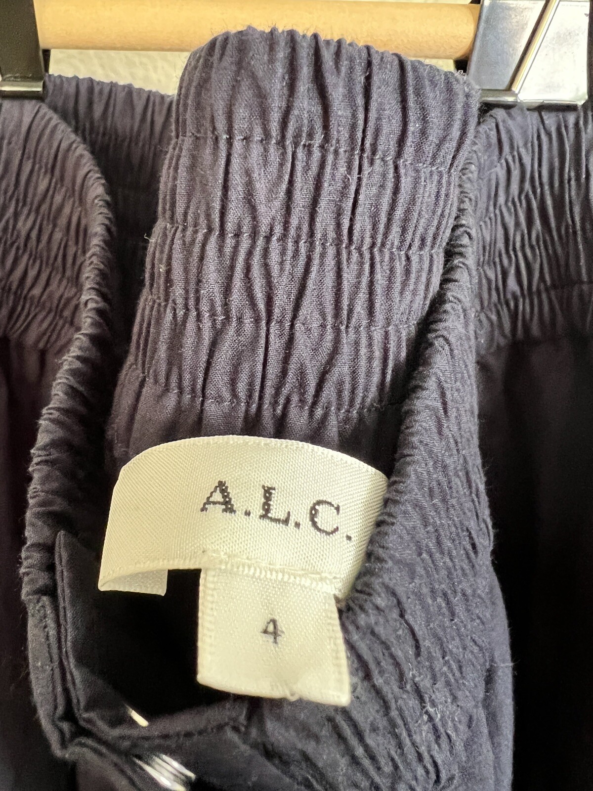 A.L.C. Jade Nightshade Navy Blue Snap Button Ruffle Full Maxi Skirt Sz 4 ALC