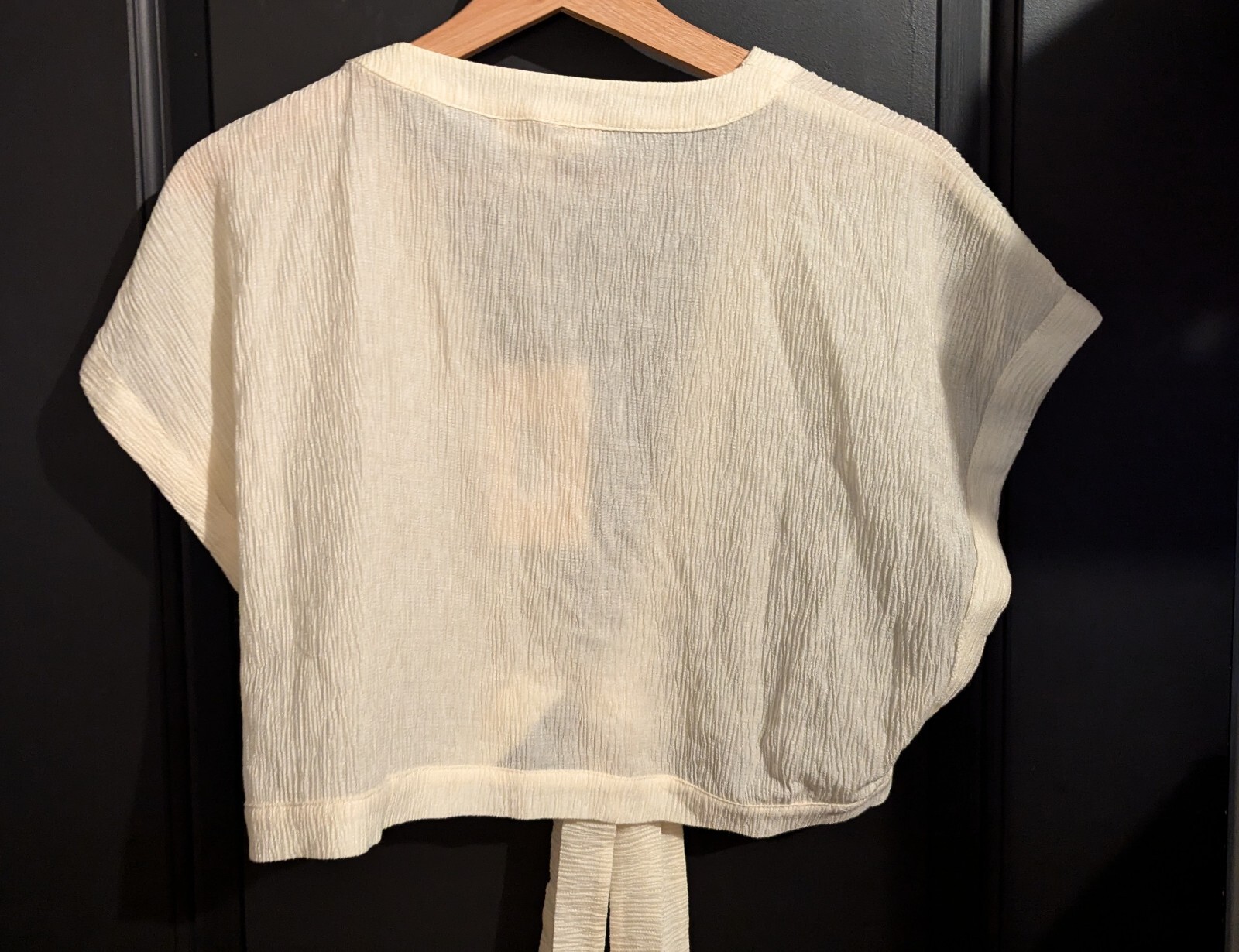 Meshki Women’s Rosa Crinkle Satin Crop Top Ivory Size XL – NWT