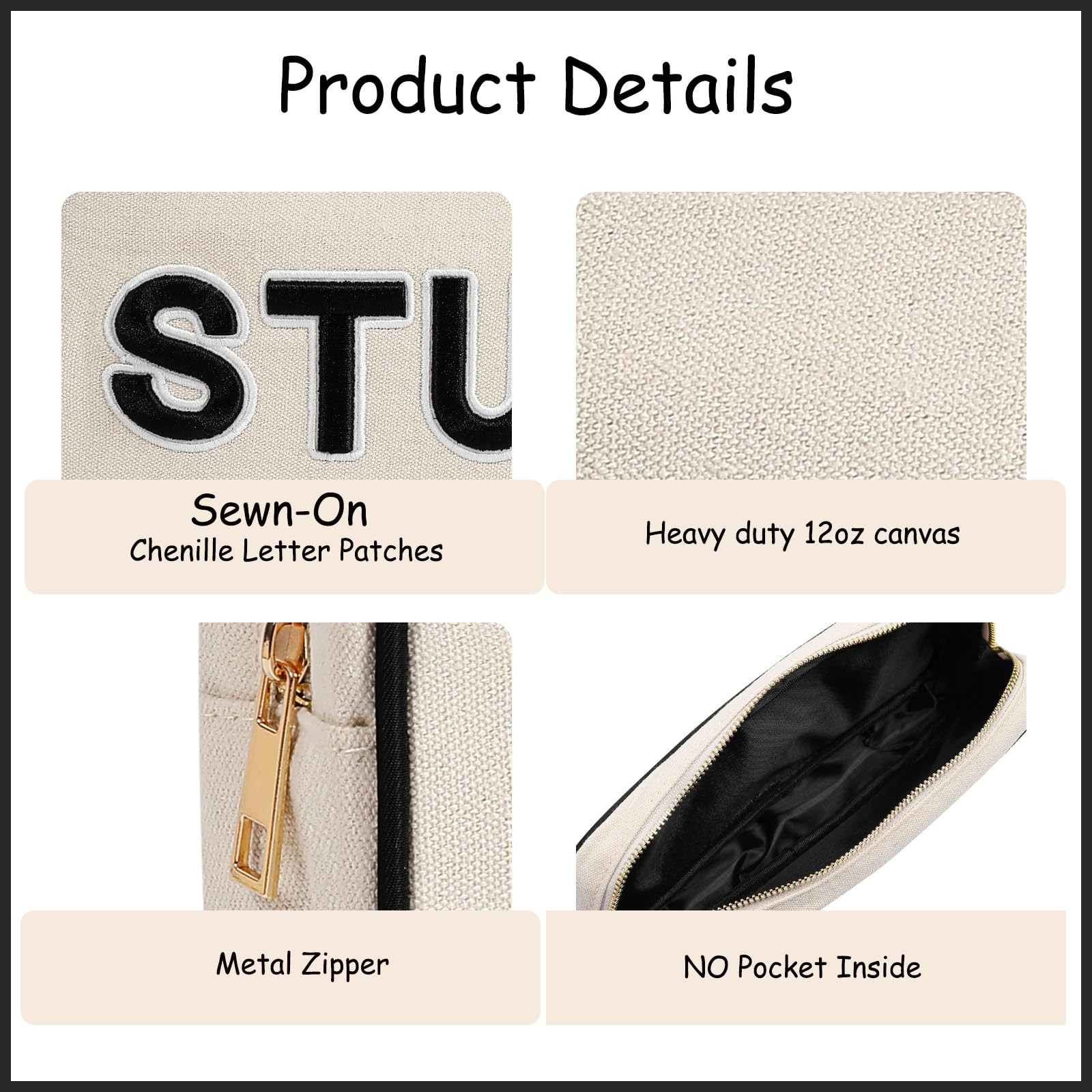 uekeboag 3Pcs Canvas Chenille Letter 9in*5.1in*2.7, Black Hair Skin Face