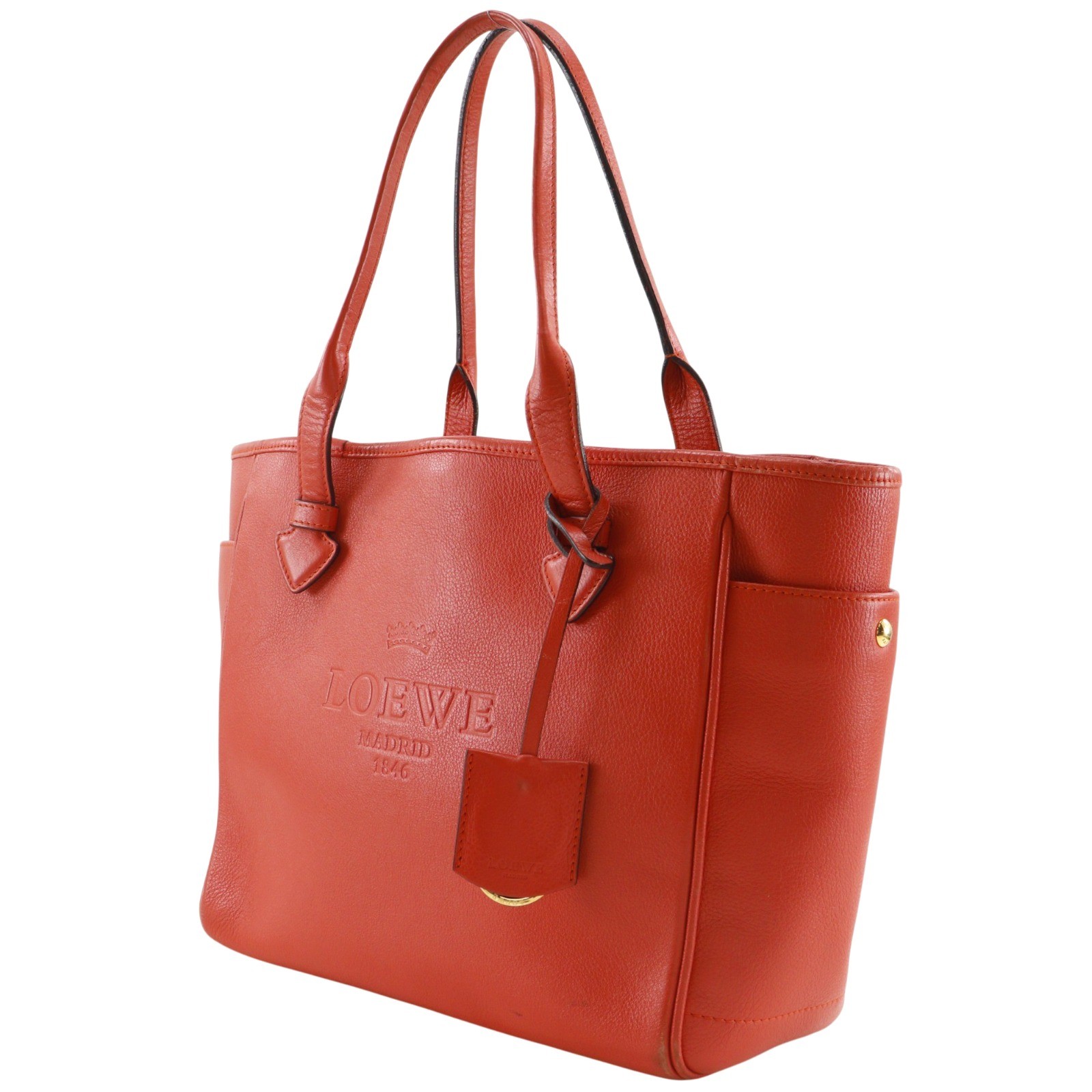 LOEWE Heritage Tote Bag Red leather Women