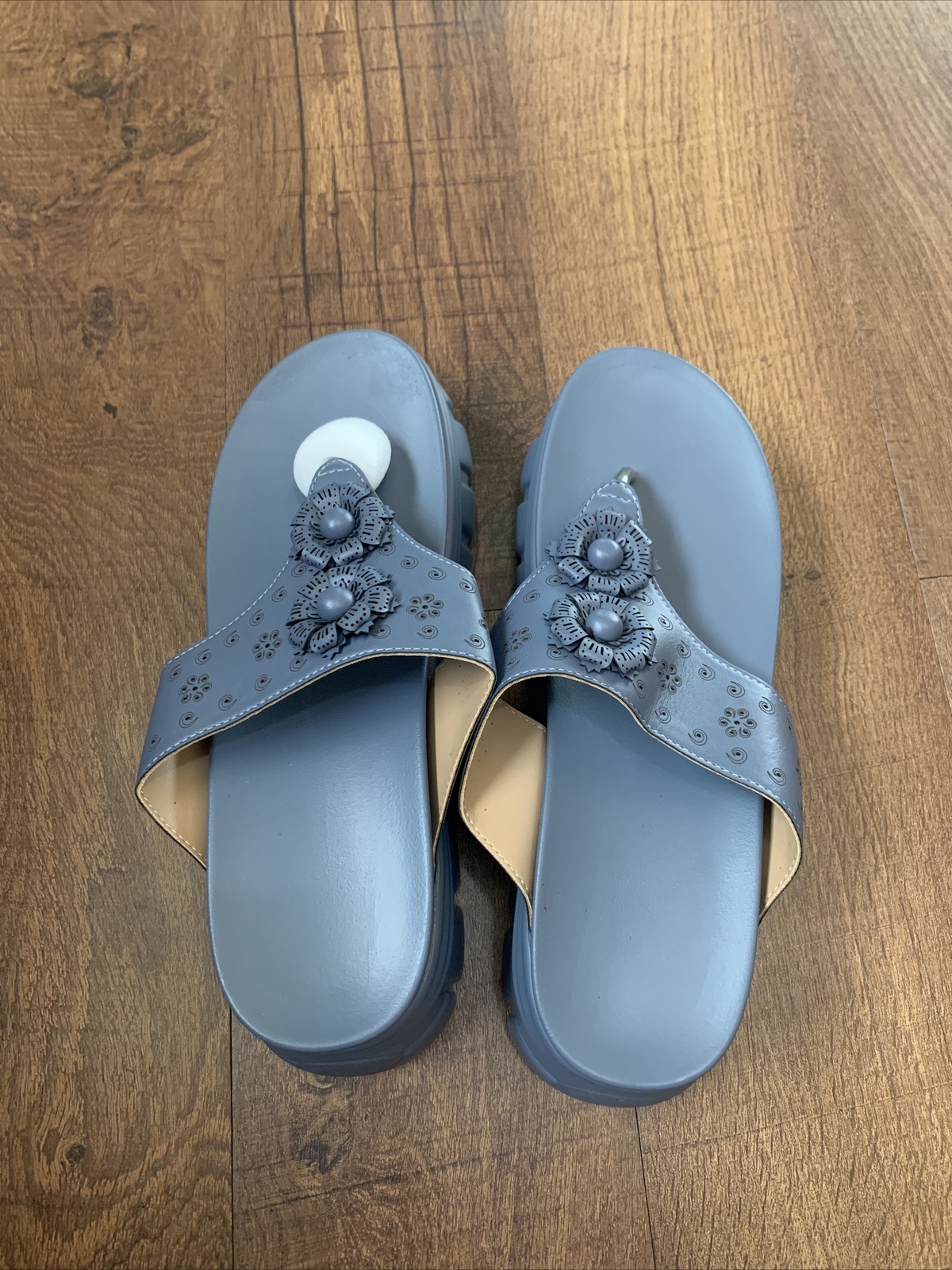 ecatana wedge platform flips flops Sandals Arch Support Blue Size 11 3 1/4in