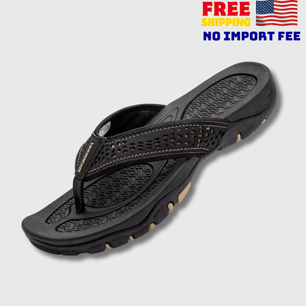 HOBIBEAR Mens Thong Sandals Arch Support Indoor and Outdoor Beach Flip Flop