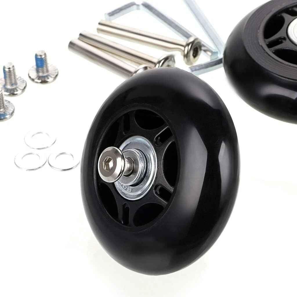1 Set Black 80 x 24mm Luggage Wheels Replacement, Rubber Suitcase Wheels Repl