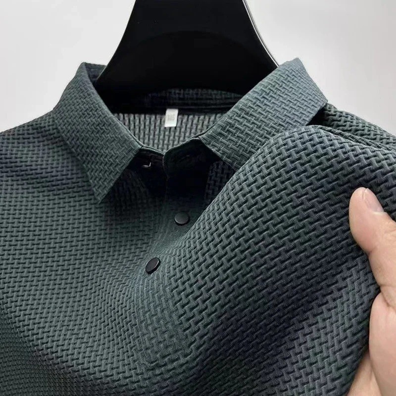 Men’s Breathable Summer Polo Shirt Short Sleeve Business Casual Solid Top Gift
