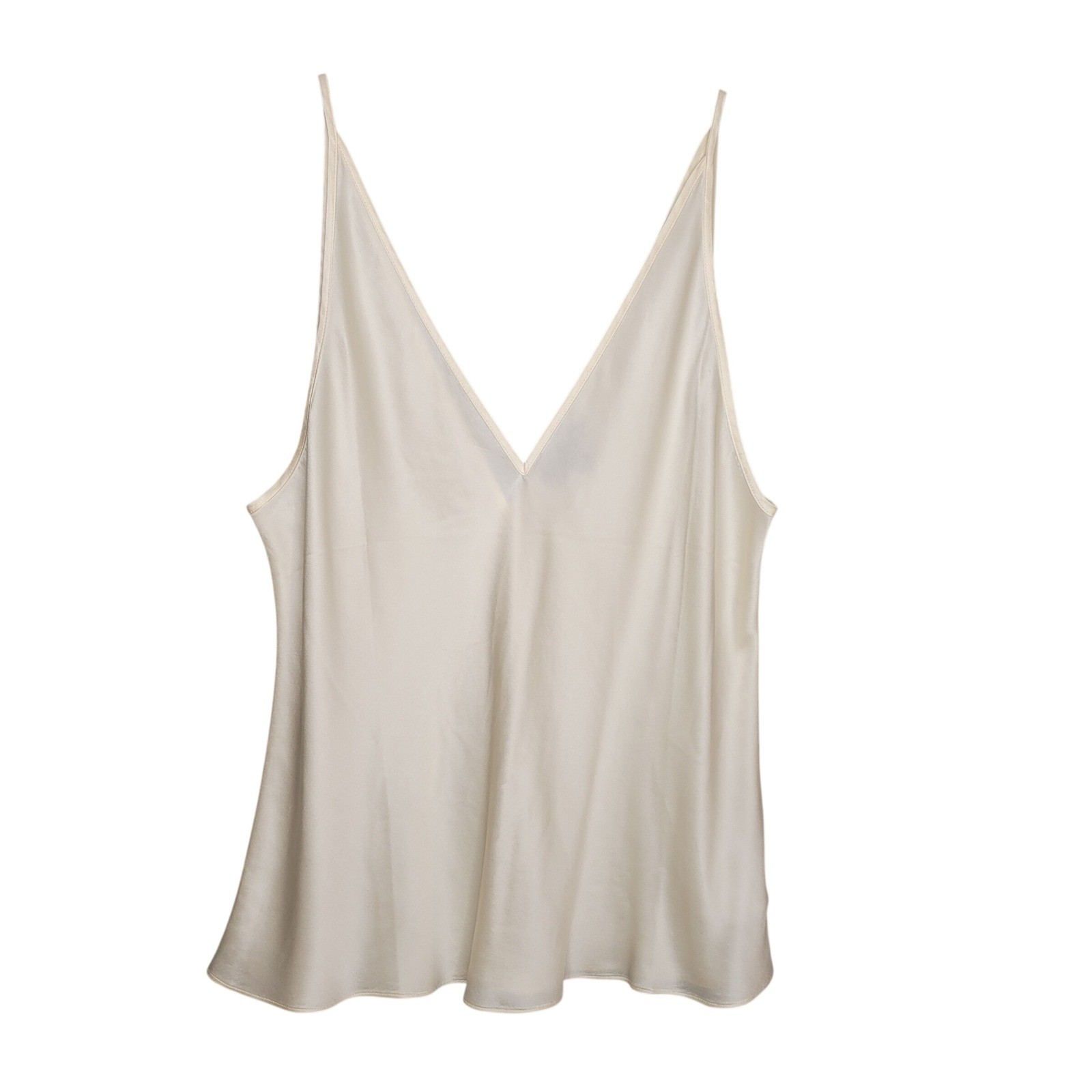 J.Crew Ivory 100% Silk V-Neck Camisole Tank Top Women’s Size L Quiet Luxury Cami