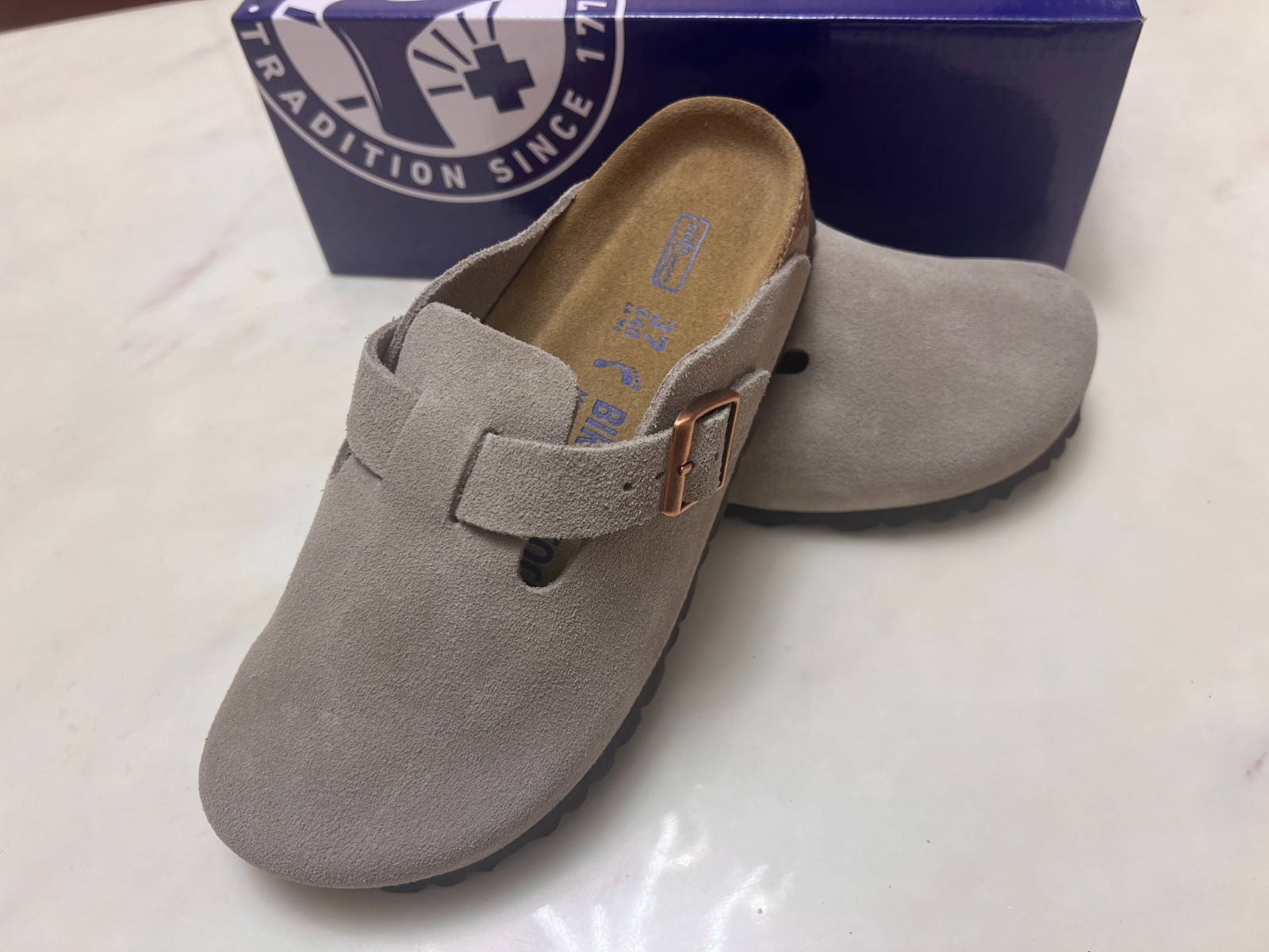 New Birkenstock Boston Suede Leather Soft Footbed Women Shoes Narrow