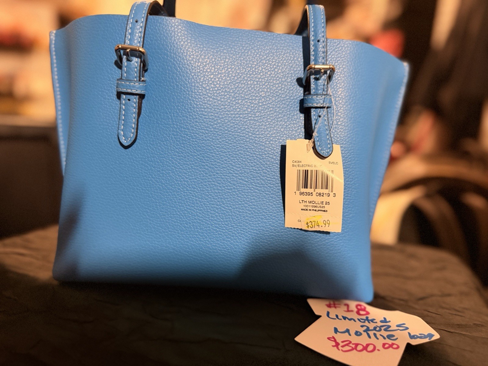 Coach Blue Satchel Top Handle Zip Bag Detachable Strap