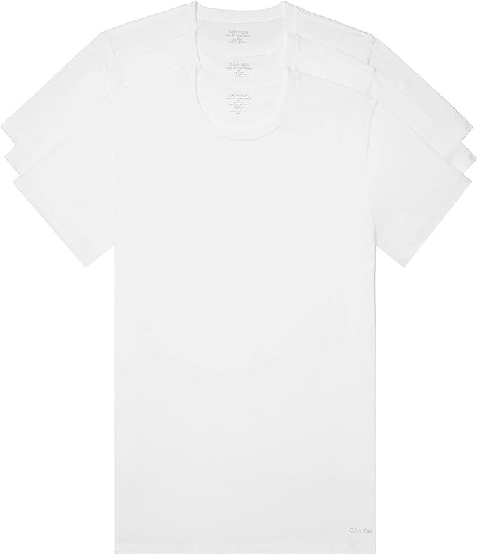 Calvin Klein Men’s Undershirts Cotton Classics 3 Pack Crew Neck White Size Large