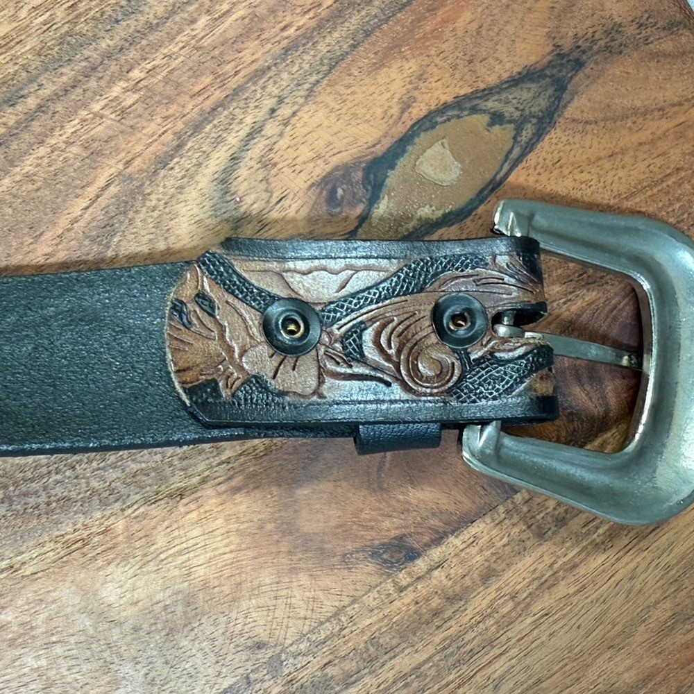 Source Unknown Black and Brown Embossed Belt