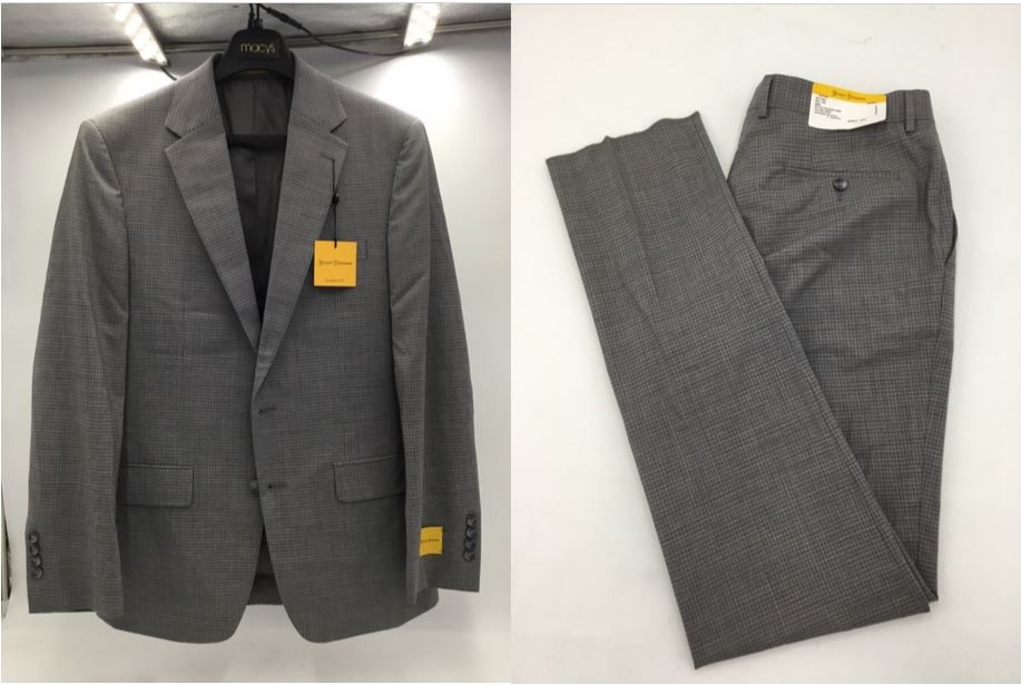 Hickey Freeman Classic Fit Jacket 38R Pant 32W Wool Suit- Grey