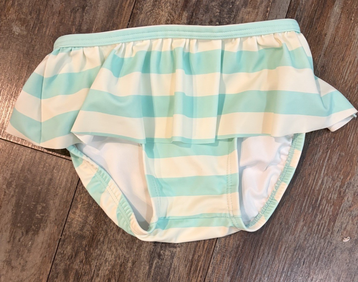 Hanna Andersson Rash Guard 2 pc Swim Set 80 cm Orange Pink Mint Ruffled Bottom