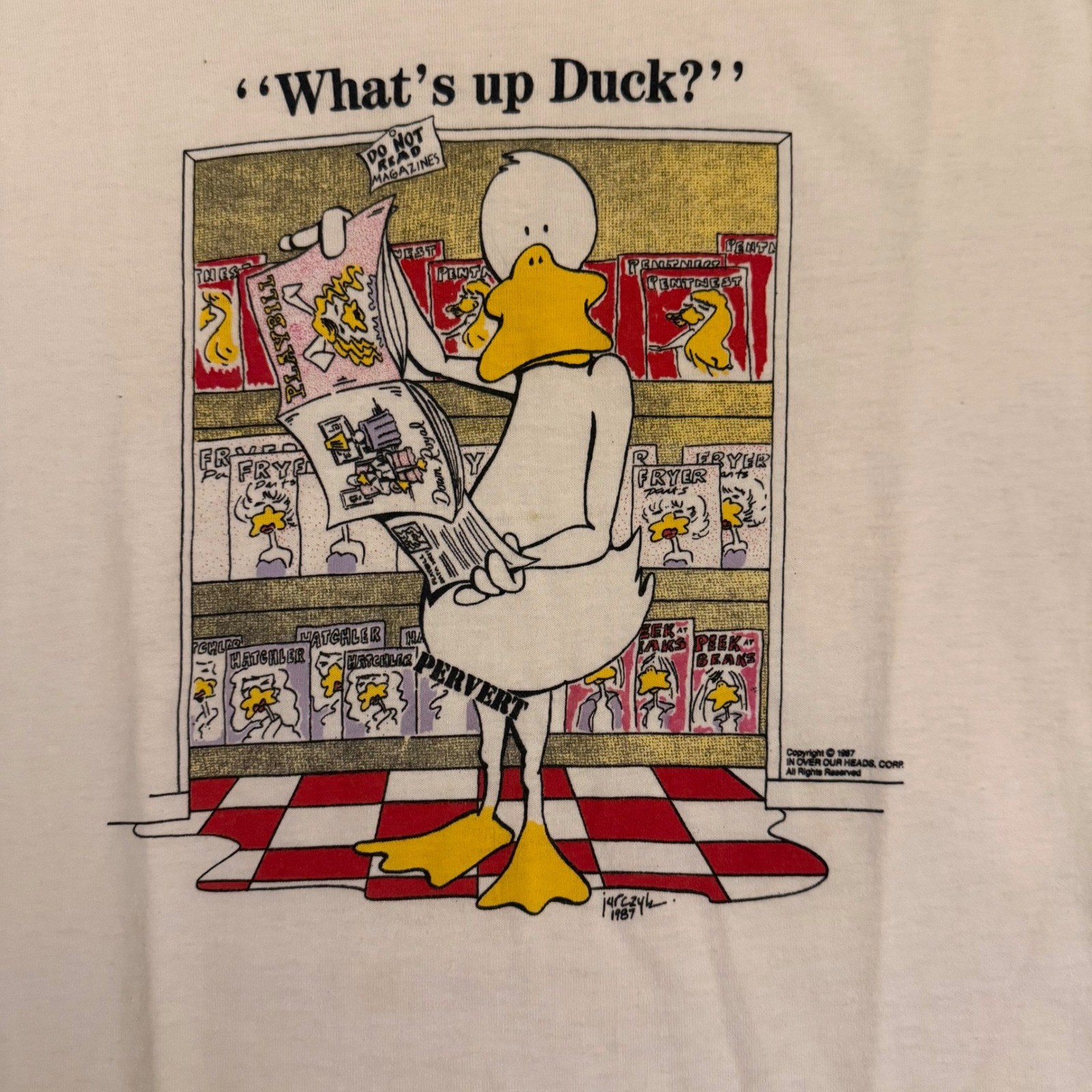 Vtg 1987 Whats Up Duck T Shirt L Screen Stars Best 50/50 Novelty Cartoon Parody