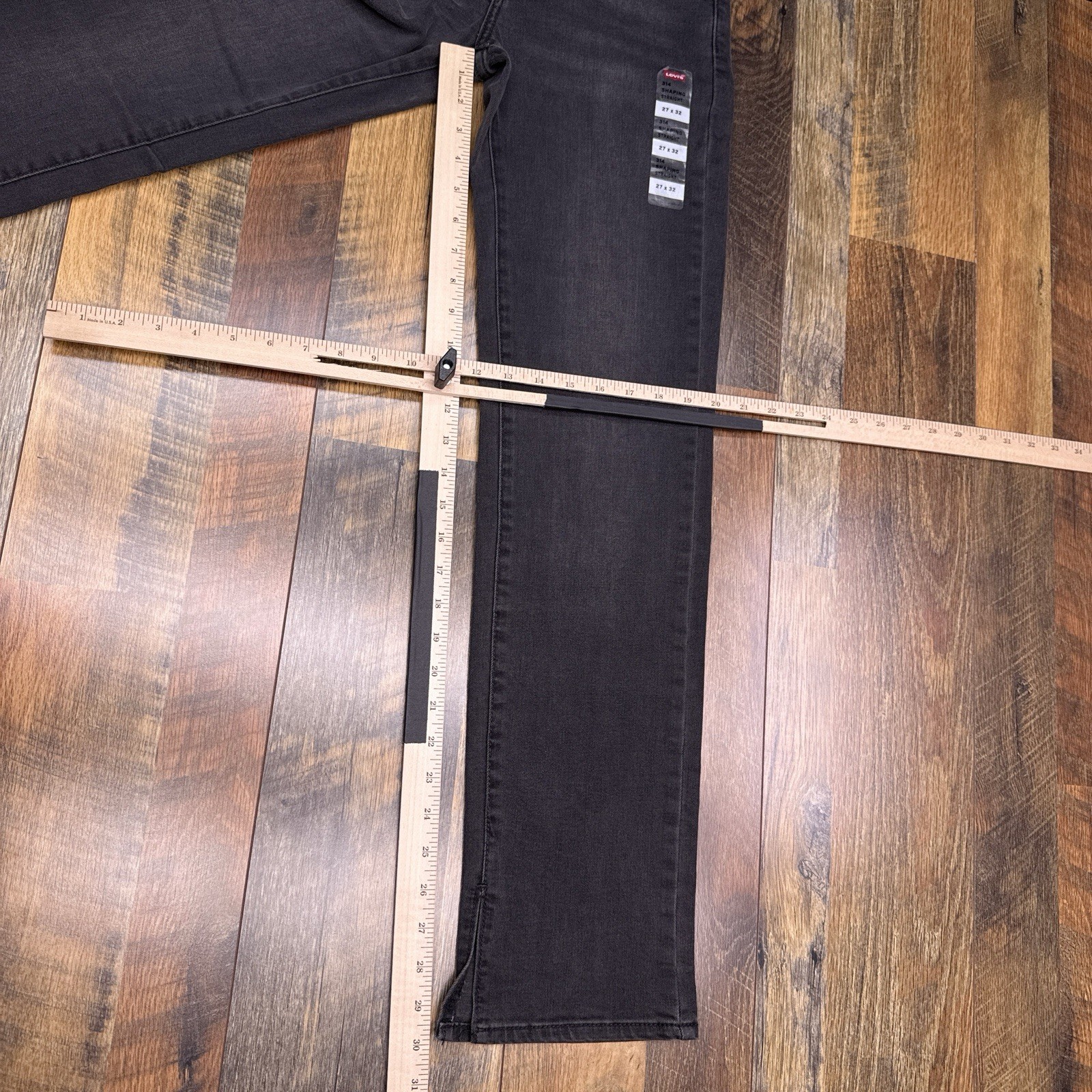 Levis 314 Shaping Straight Jeans Womens 27 Black Mid Rise Stretch 27×32 New