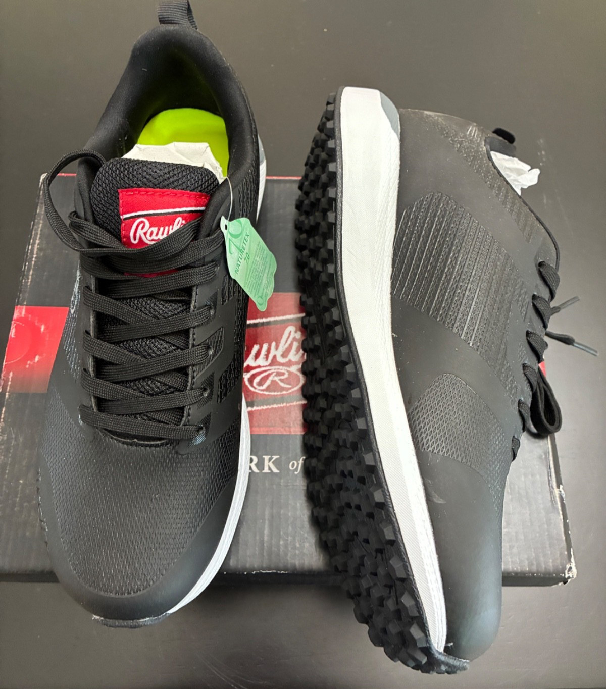 Brand New! Rawlings Men’s League Softball/Baseball Turf Shoes Black Size 9 D
