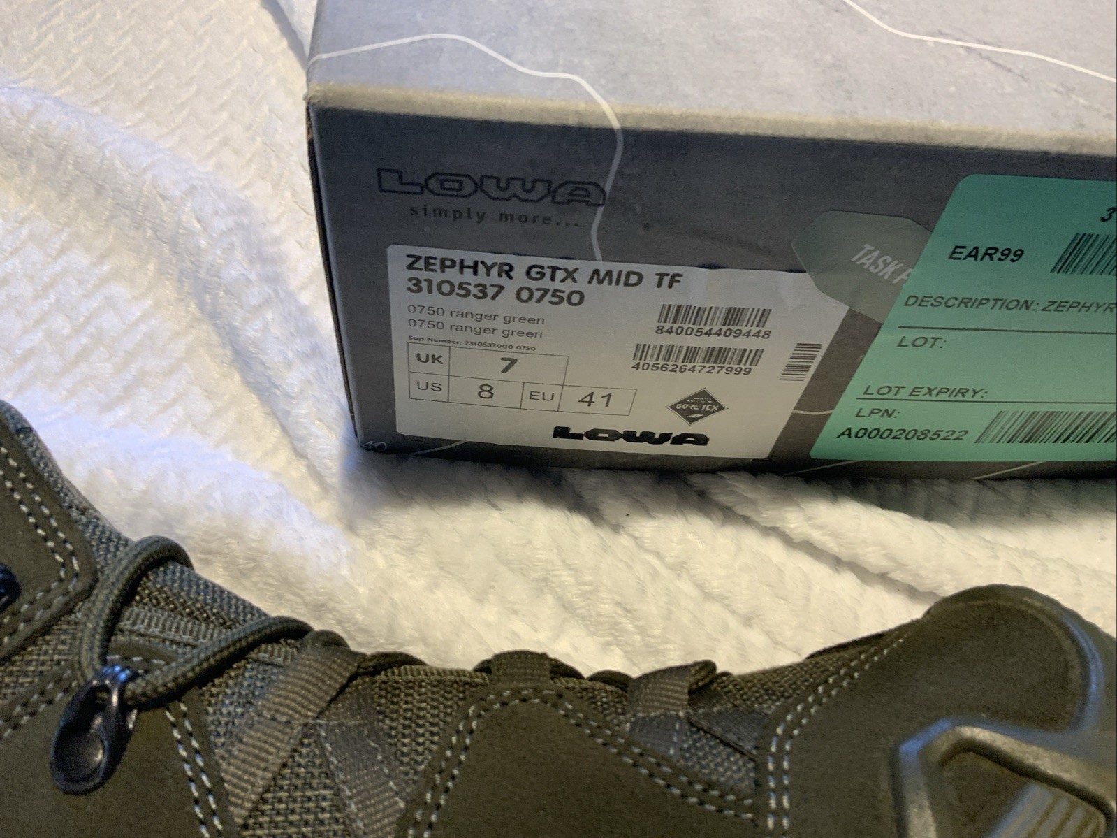 Lowa Zephyr GTX MID TF Boot 310537 Ranger Green Size 8
