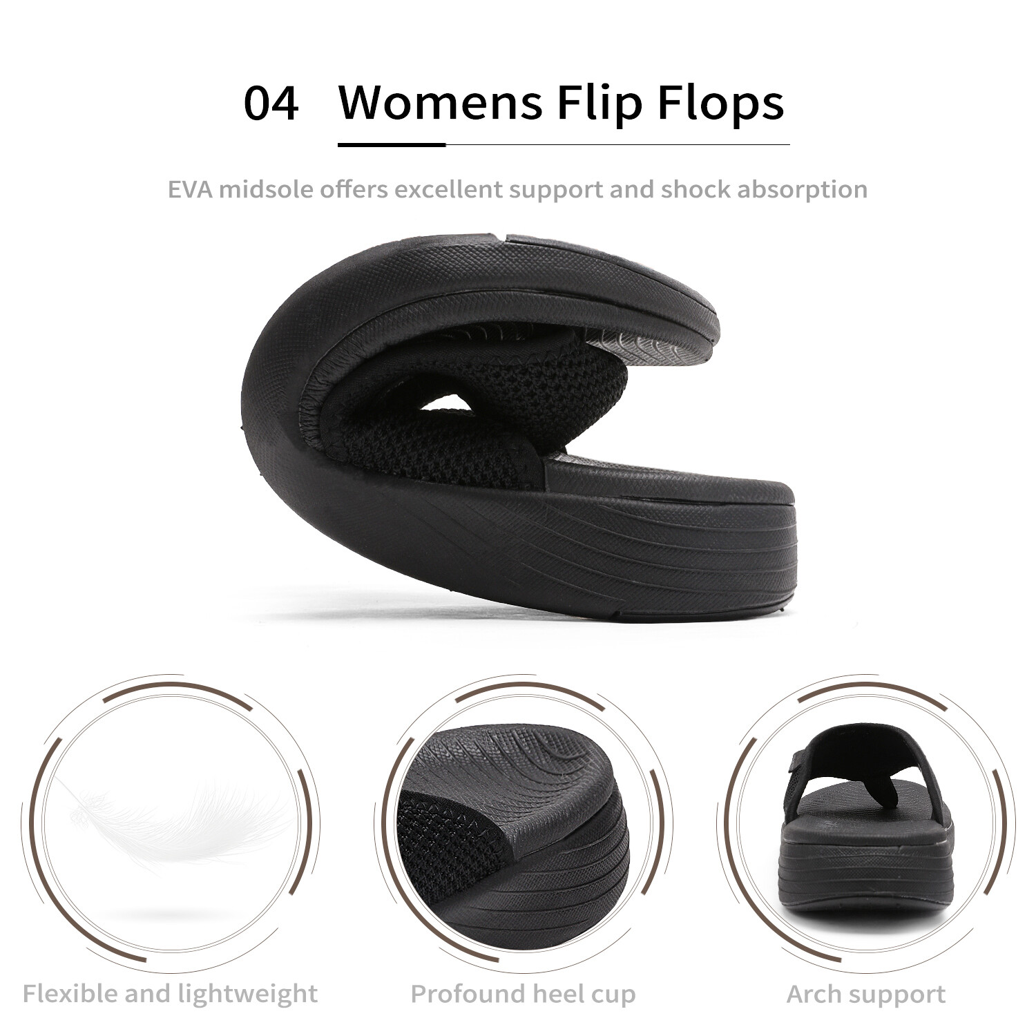 Womens Flip Flops Arch Support Soft Cushion Thong Sandals Summer Beach Slippers