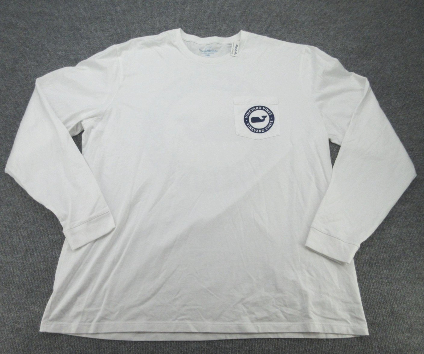 Vineyard Vines Shirt Mens Big 2X White Long Sleeve Whale Logo Pocket Cotton NEW