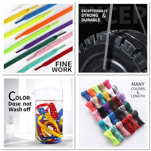 2 Pairs Flat Shoe Laces for Sneakers, Shoe 50″ ( 127 CM ) 04 Black