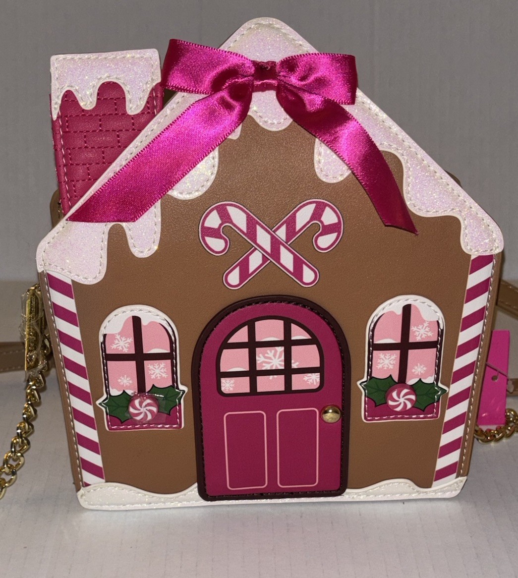 Betsey Johnson XO Holiday Kitsch Christmas Gingerbread House Mints Crossbody Bag