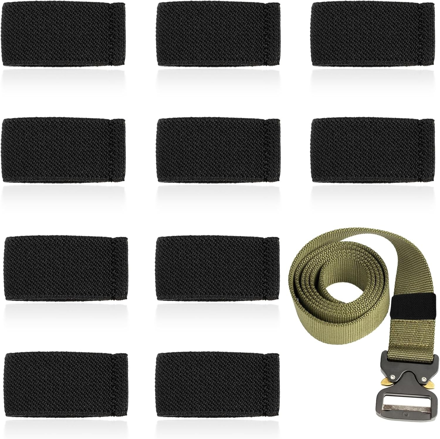 10 Pack Elastic Belt Keeper Strap, Nylon Canvas Web Belt Elastic Loop Keeper for